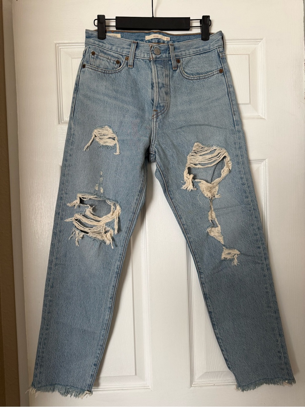 Levi’s Light Wash Distressed Straight-Leg Jeans